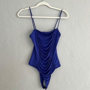 Size Small Indigo Ruched Saints 21 Tank Bodysuit